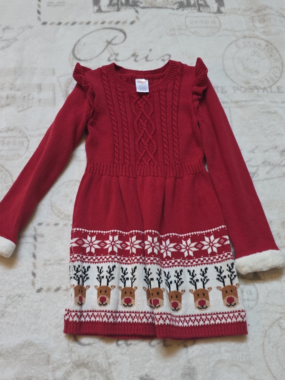 Gymboree Red Knit Reindeer & Snowflake Dress